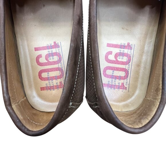 1901 Men’s Brown Suede & Leather Upper Slip-On Perforated Bit Loafers Size 10M - Picture 5 of 9